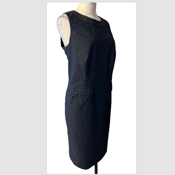 Talbots Dress 14W Dark Gray Stretch Cotton Career Church Pockets - Picture 3 of 11